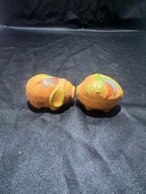 Vintage Hand-Painted Mexican Red Clay Pig Salt and Pepper Shakers